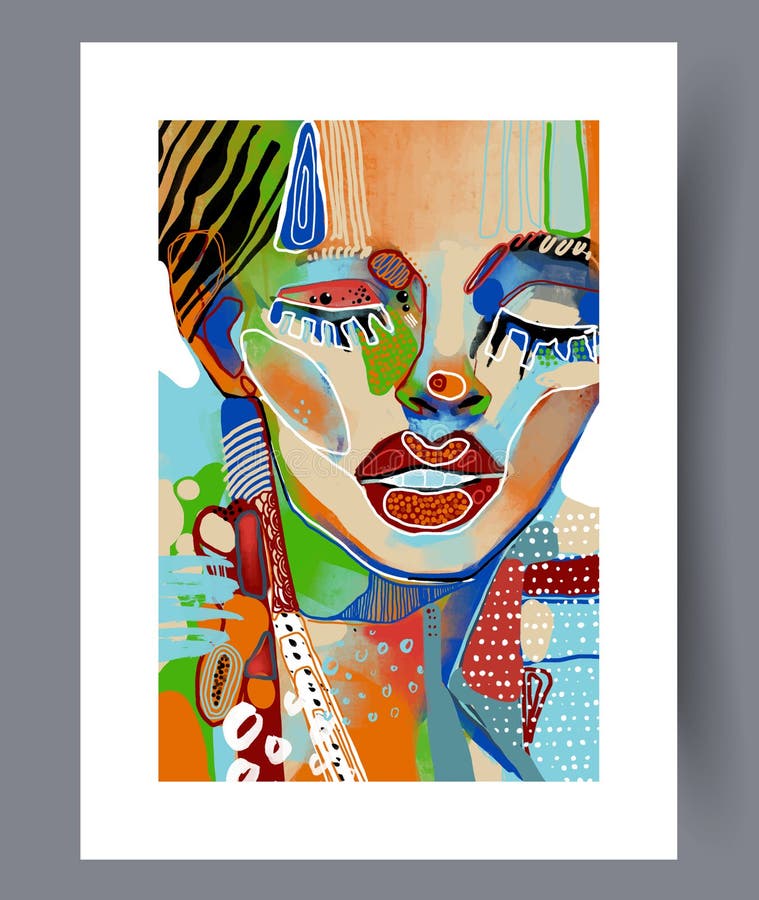 retratos contemporáneos con fondo abstracto ile ilgili görsel